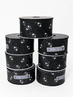 Halloween Spooky Eye Wired Edge Ribbon Spool Bundle Lot Mystical Craft Black
